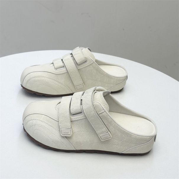 2026 Summer New Style Velcro Closed-Toe Half-Slipper Women's Shoes For Outdoor Wear, Retro_vogvips.com