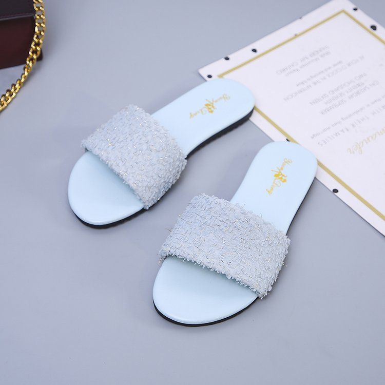 Fairy Style Fashion One-character Tide Flat Bottom Open-toed Fish Mouth Muffin Low Slippers_vogvips.com
