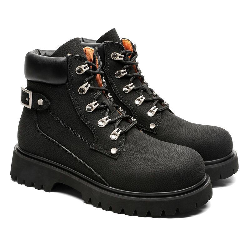 Locomotive Wind Japanese Tooling Thick-soled Heightening Short Boots Retro Lace-up High-top Men's Boots Martin Boots_vogvips.com