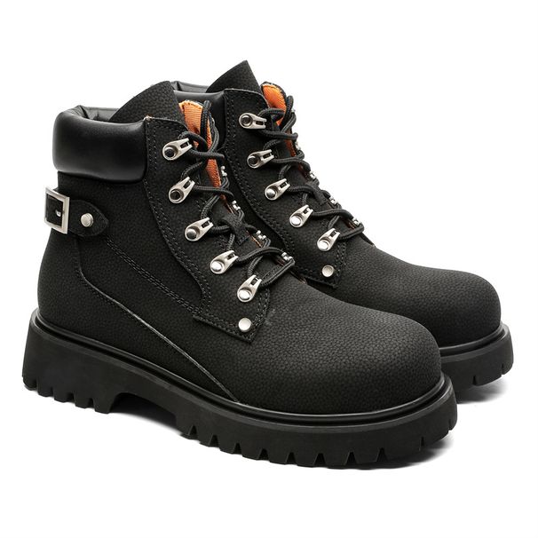 Locomotive Wind Japanese Tooling Thick-soled Heightening Short Boots Retro Lace-up High-top Men's Boots Martin Boots_vogvips.com