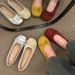 Retro Ballet Flat-soled Red Light-mouth Single Shoes Women's Suede Gentle Soft-soled Doudou Shoes One-pedal Ladyshoes_vogvips.com