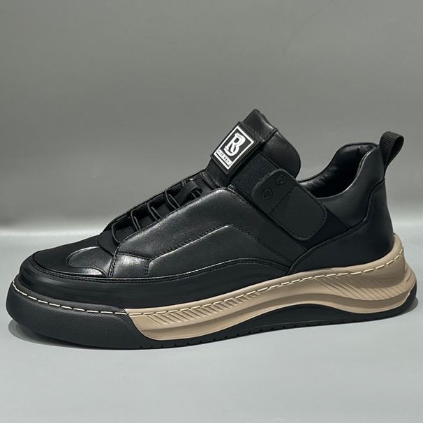 High-top Shoes For Men, Autumn New Soft Cowhide Ultra-light Sports Casual Leather Shoes, Thick Sole Non-slip Slip-on_vogvips.com