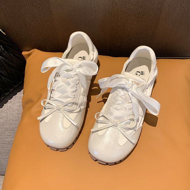 Bowknot Soft Bottom Flats Pink Ballet 2025 Spring Summer New Casual Multifunctional German Training White Women's Shoes Wear Comfortable Lightweight_vogvips.com