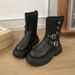 Platform Melad Mid-Calf Short For Women 2025 Autumn Winter New British Style Brown Chunky Heel Two-Way Martin Boots_vogvips.com