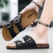 Fashion Classic Unisex Slippers Comfortable Summer Cork Shoes For Men Outdoor Sandals Microfiber Plus Size 36-46_vogvips.com