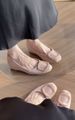 Soft Leather Pink Buckle Shallow Mary Jane Women, New French-style Square Toe Suede Flat Soft-soled Shoes For Spring And_vogvips.com