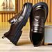Men's Classic Oxford Business Casual Shoes - PU Leather Upper, Rubber Sole, Comfortable & Durable For Office & Daily Wear (Black/Dark Brown)_vogvips.com
