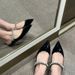 JC Peep Version High Toe Half Slippers For Women Summer Fashion Flat Rhinestone French Pointed Genuine Leather Inte_vogvips.com