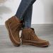 Women Ankle Boots Autumn Winter Short Boots Plus Size Tassel Lace Up For Women Western Cowboy Suede Short Tube Flat C Helsea Boots_vogvips.com