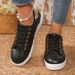 Women's Plus Size Black Sneakers Spring Autumn New Style Flat Non-Slip Round Toe Lace-Up Lightweight Casual Sports Shoes_vogvips.com