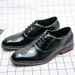Suitable For All Seasons Brogue Carved For Men Business Formal Men's Leather Korean Style Pointed Toe Youth Thick Sole Groomsmen Wedding Shoes_vogvips.com