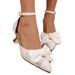 2026 New Model Pointed Toe Bow Hollow Out Women's Shoes, Foreign Trade Summer Large Size Thin Heel Strap Mid-Heel Shoes_vogvips.com
