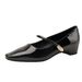 Women's Mary Jane Shoes With Internal Height Increase, Patent Leather, Square Toe, Mid-heel, Slip-on Design, Suitable_vogvips.com