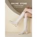 2025 Elastic Square Toe Chunky Heel V-Cut Lon For Women With Back Zipper Over-the-Knee Hih Boots Warm Heiht_vogvips.com