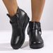 Women's Plus Size Wedge Boots Belt Buckle Side Zipper Platform Ankle Retro Autumn Size 43 Black PU Suede Rubber Sole_vogvips.com