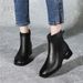 Women's Thick-soled Martin Boots, 2025 Autumn And Winter New Style, Plush Lined, Stylish Short Boots, British Style, Versatile Slim-fit Leather Boots, Cotton Shoes_vogvips.com