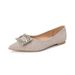 French Pointed Single Shoes Women's Shallow Mouth Rhinestone Silver Wedding Shoes Temperament Flat Shoes_vogvips.com