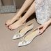Square Head Single Shoes Women's Flat Bottom One Pedal Bow Rhinestone Beanie Shoes Spring Ladyshoes Women_vogvips.com