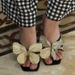 Women's Handmade Butterfly Slides - Genuine Leather Chunky Heel Sandals For Women_vogvips.com