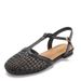 Fairy-style Hollow-out Sandals With Woven T-strap And Closed-toe Design, New Summer Flat-soled Commuter Beach Shoes_vogvips.com