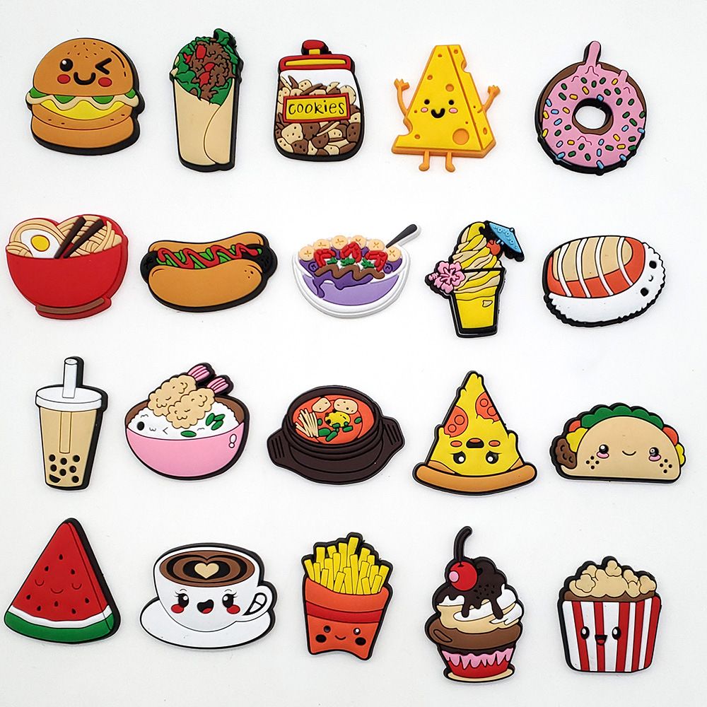 10 Sets Of Cute Food Series Shoes Flower Decorative Buckle Personalized DIY Student Garden Shoe Buckle Accessories_vogvips.com