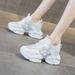 Platform Height Increasing Dance 2025 Spring New Dad Ins Trend Leather Soft Sole Sports Casual Shoes For Women_vogvips.com