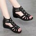 Leather Roman For Women Summer 2025 New Soft Sole Mom Fashionable Outdoor Women's Sandals Wedge Heel Shoes_vogvips.com