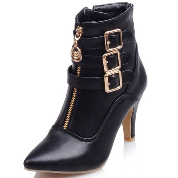 Belt Buckle Large Short 40-45 Size Pointed Toe Roman Boots Women's Autumn Winter 9-8_vogvips.com