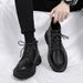European Warm Series Martin Autumn High-top British Style Black Work Boots Men's Mid-top Leather Motorcycle Trendy Shoes_vogvips.com