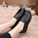 Medium Mother Shoes Single Shoes Soft Sole Medium Old Lady Leather Shoes Flat Non-slip Elderly Shoes Comfortable Grandma Shoes_vogvips.com