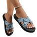 Sandals Casual Comfort Cross Denim Check Simple Woman_vogvips.com