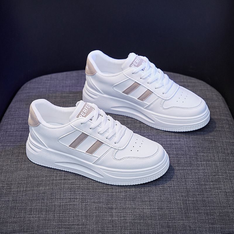 Women's White Sneakers - Breathable Casual Shoes For Girls, Fashionable Lace-Up Canvas Shoes For Autumn_vogvips.com