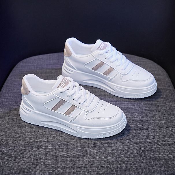 Women's White Sneakers - Breathable Casual Shoes For Girls, Fashionable Lace-Up Canvas Shoes For Autumn_vogvips.com