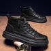 European Warm Series New High-top Martin Boots Men's Trendy Versatile Non-slip Wear-resistant Casual Leather Work Shoes_vogvips.com