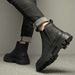 Glove Boots Trendy Men's Pure Black Mid-top Shoes Men's High-top Leather Shoes Heightening Chelsea Boots Men's Short Boots Leather Boots_vogvips.com