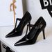 Women's Shoes Banquet Hollowed Out Pointed High Heels For Women, Stiletto Heels, T Strap Strap, Super High Heels, Low Mouth._vogvips.com