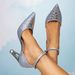 Silver High Fashion Sparkly Lace Up Women S Shoes With Special Shaped Heels_vogvips.com