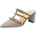 Pointed Studded Open Toe Mules For Women, Versatile Chunky Heel Sandals_vogvips.com