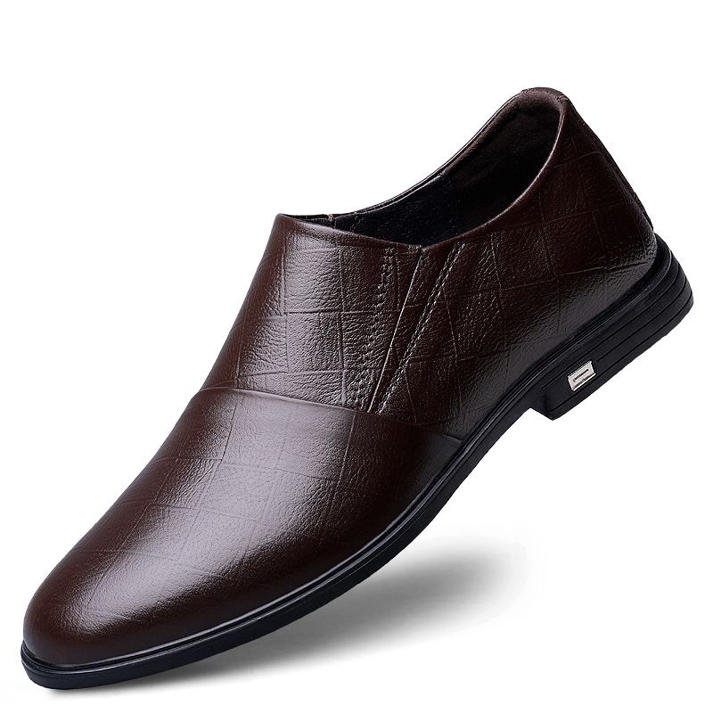 Men's Soft Leather Casual Leather Shoes Soft-soled Beanie Shoes Lazy Men's Shoes_vogvips.com