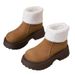 Winter Genuine Leather Women's With Fur Lining, Thick Sole, Height Increasing For Women, Fleece Lined, Thickened,_vogvips.com