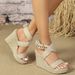 Women’s Shoes Popular Summer New Large Size Rope Woven Wedge Heel Women's Sandals Large Size Spot_vogvips.com
