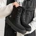 Couple Thick-soled Heightening Strap-up Round-head Martin Boots Outdoor Recreational Hiking Tooling Short Boots_vogvips.com