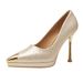 Waterproof Platform High Heels That Don't Tire The Feet, 2026 Spring And Autumn New Fashion Metallic Pointed Toe Stiletto Shallow_vogvips.com