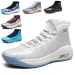 Men's High Top Basketball Shoes Breathable Wavy Print Sneakers Non Slip Cushioned Sports Trainers_vogvips.com