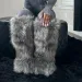 Womens Knee High Fuzzy Faux Fur Soft Warm And Comfortable Slip On Furry Boots For Fall Winter 250821_vogvips.com