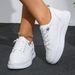 Women White Sneakers Autumn Lace Up Thick Bottom Casual Flats Anti-slip Outdoor Walking Sports Board Shoes Sapatos_vogvips.com