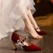 French High-End C735-1 Style Bridal High Heel Single Strap Shallow Mary Jane Wedding Shoes Size 32-43_vogvips.com