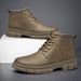 Leather Casual Martin Boots Men's Tooling Style Men's Boots Fleece Warm Men's Shoes Medium Tube Men's_vogvips.com