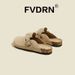 Women's Exclusive Genuine Leather Flat Slippers Brown Apricot Gray Beige Spring Autumn Fashion Footwear_vogvips.com