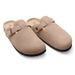 KIDMI Slippers For Women Cork Footbed Beach Outdoor Suede Clogs With Adjustable Buckle Men Sandals_vogvips.com